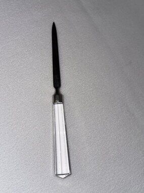 Vintage Letter Opener Crystal Handle Silver Metal Blade Office Decor